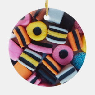 Vun, kleurrijk, zoethout   zoethout Allsorts Keramisch Ornament