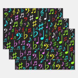 Vun, kleurrijke Muzieknoten en Symbolen Verpakking Inpakpapier Vel