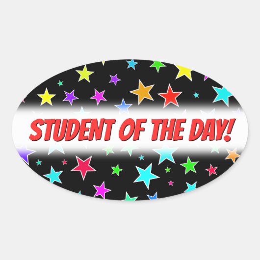 Vun, kleurrijke stars patroonsticker ovale sticker (Voorkant)