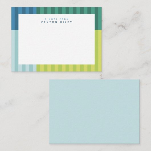 Vun kleurrijke strepen schattige gepersonaliseerde notitiekaartje (Voorkant / Achterkant)