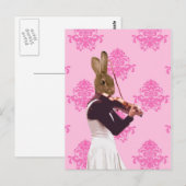 Vun konijn die viool speelt briefkaart (Voorkant / Achterkant)
