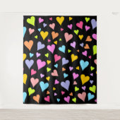 Vun, liefdevol, kleurrijk Hearts Patroonvormig Wandkleed (Voorkant)