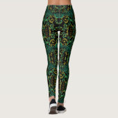 Vun Mode Leggings -Vrouwen —Blauwgroen/goud/zwart (Achterkant)