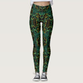 Vun Mode Leggings -Vrouwen —Blauwgroen/goud/zwart (Voorkant)