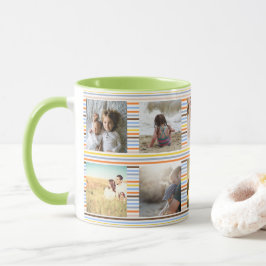 Vun multicolored strepen en douanefoto mok