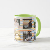 Vun multicolored strepen en douanefoto mok (Voorkant rechts)