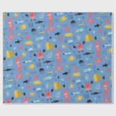 Vun onder het zee een schattige cartoon oceaan bee cadeaupapier (Vlak)