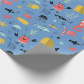 Vun onder het zee een schattige cartoon oceaan bee cadeaupapier (Hoek)