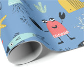 Vun onder het zee een schattige cartoon oceaan bee cadeaupapier (Rol Hoek)