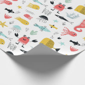 Vun onder zee schattige cartoon oceaandieren cadeaupapier (Hoek)