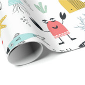 Vun onder zee schattige cartoon oceaandieren cadeaupapier (Rol Hoek)