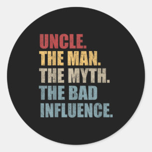 vun oom Man Myth Bad Influence Funny Ronde Sticker