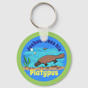 Vun platypus onderwater cartoon sleutelhanger