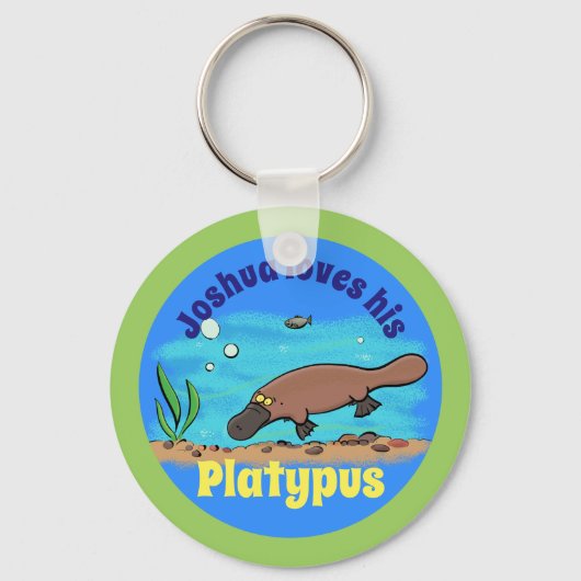 Vun platypus onderwater cartoon sleutelhanger (Voorkant)
