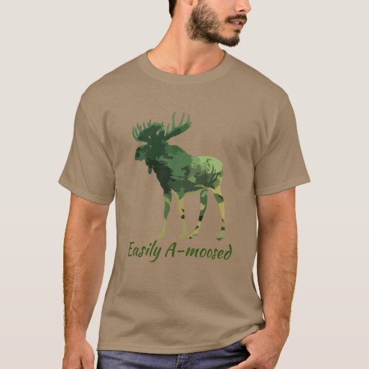 Vun Quote Easily Amosed Camouflage Moose T-Shirt (Voorkant)