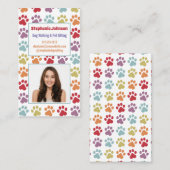 Vun regenboogkleurige verfdrukken Dog Walker Foto Visitekaartje (Voorkant / Achterkant)