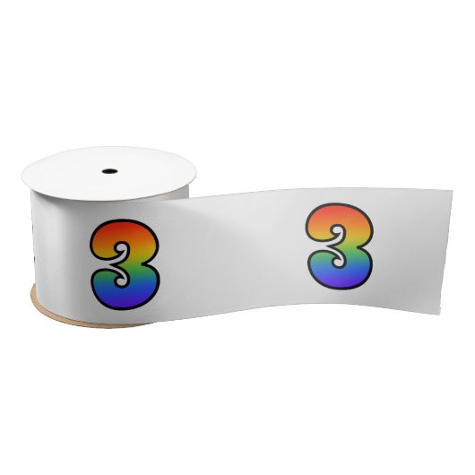 Vun, regenboogpatroon "3"-gebeurtenisnummer (grijs satijnen lint (Spoel)