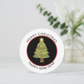 Vun, rond, minimale kerstboomvakantie feestdagenkaart (Staand voorkant)