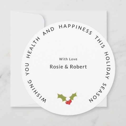 Vun, rond, minimale kerstboomvakantie feestdagenkaart (Achterkant)