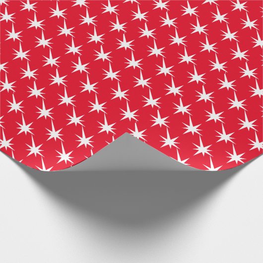 Vun rood en wit Starburst patroon modern, koel Cadeaupapier (Hoek)
