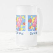 Vun roze Popsikel en aardbeien blazen uit Matglas Bierpul (Voorkant rechts)