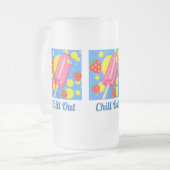 Vun roze Popsikel en aardbeien blazen uit Matglas Bierpul (Voorkant links)