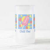 Vun roze Popsikel en aardbeien blazen uit Matglas Bierpul (Center)