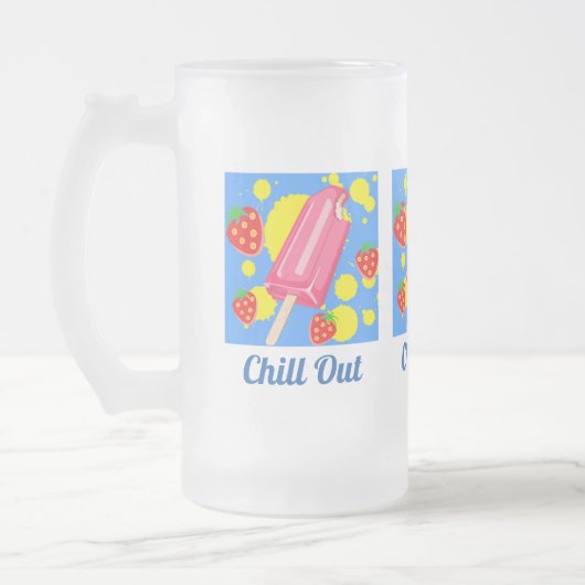 Vun roze Popsikel en aardbeien blazen uit Matglas Bierpul (Links)