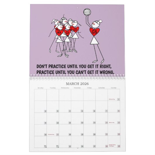 Vun Stick Figures Inspirerend Quotes Netball Kalender (Mar 2026)