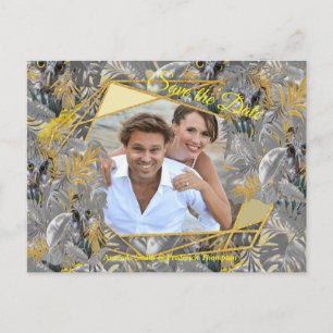 Vun, uitgedrukt in geel en grijs plant aankondigingskaart