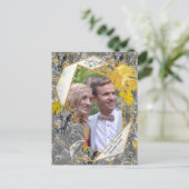 Vun, uitgedrukt in geel en grijs plant aankondigingskaart (Staand voorkant)