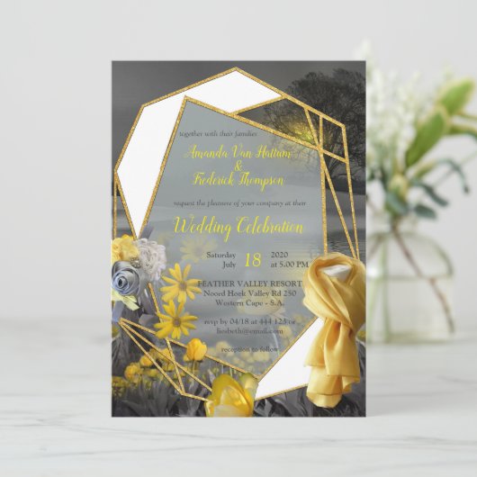 Vun, uitgedrukt in geel en grijs plant kaart (Staand voorkant)