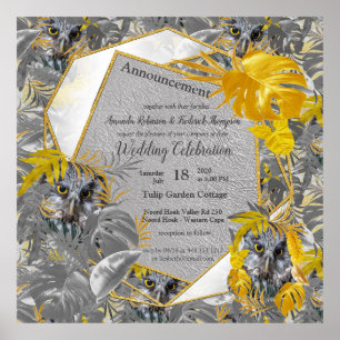 Vun, uitgedrukt in geel en grijs plant poster