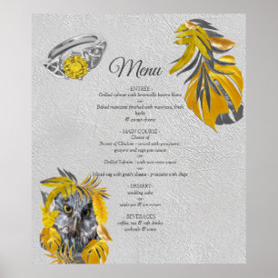 Vun, uitgedrukt in geel en grijs plant poster