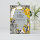 Vun, uitgedrukt in geel en grijs plant RSVP kaartje (Staand voorkant)