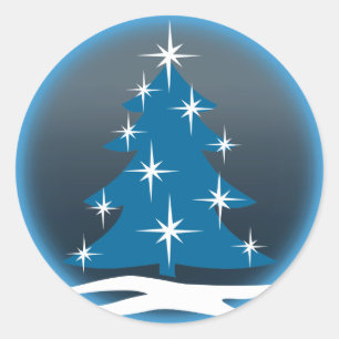 Vun Vakbakkersblauwe kerstboomstickers Ronde Sticker