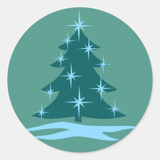 Vun Vakbakkersblauwe kerstboomstickers Ronde Sticker (Voorkant)