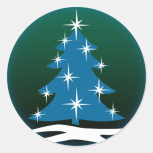 Vun Vakbakkersblauwe kerstboomstickers Ronde Sticker