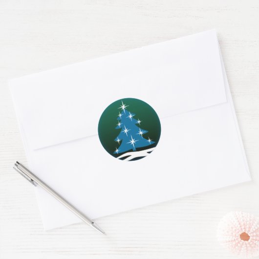 Vun Vakbakkersblauwe kerstboomstickers Ronde Sticker (Envelop)