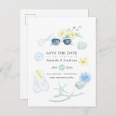 Vun Waterverf zomervakantie Beach Weddenschap Save Aankondigingskaart (Voorkant / Achterkant)