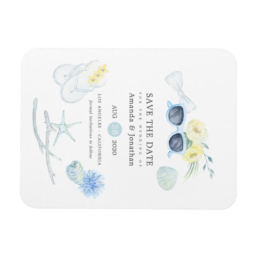 Vun Waterverf zomervakantie Beach Weddenschap Save Magneet (Horizontaal)