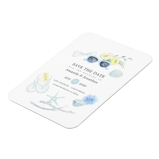 Vun Waterverf zomervakantie Beach Weddenschap Save Magneet (Linkerzijde)