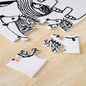 Vun Wilde Dieren Zwarte en Witte Moderne Kunst Legpuzzel (Zijkant)