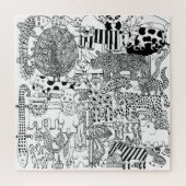 Vun Wilde Dieren Zwarte en Witte Moderne Kunst Legpuzzel (Verticaal)