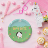 Vun woord pun Hoppy Easter met witte bunny Papieren Bordje (Feest)
