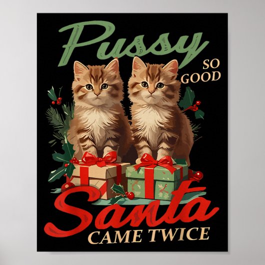 Vunzige Kerstkat Ondeugend Grappig Grap Prank Humo Poster (Voorkant)