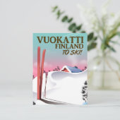 Vuokatti Finland ski-poster Briefkaart (Staand voorkant)
