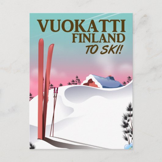 Vuokatti Finland ski-poster Briefkaart (Voorkant)