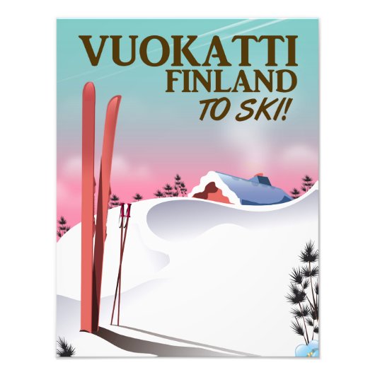 Vuokatti Finland ski-poster Foto Afdruk (Voorkant)