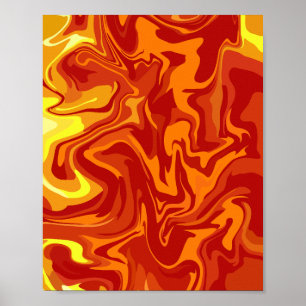 Vurig Abstract in Rood, Oranje en Geel Poster